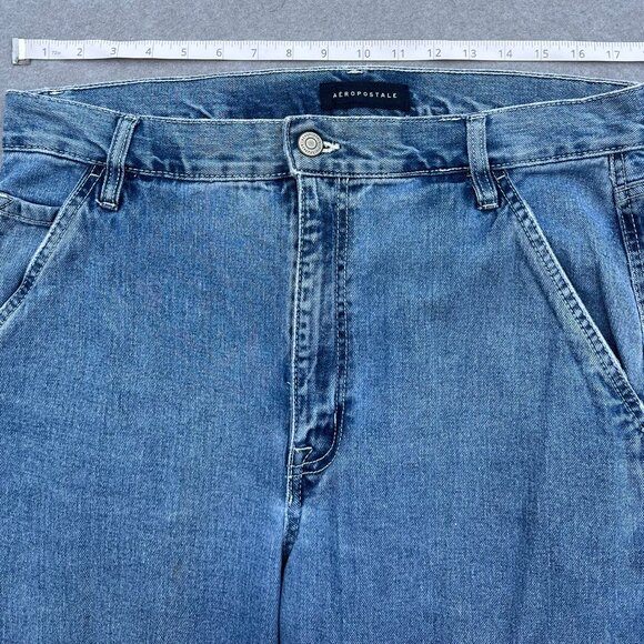 Aeropostale 90s Baggy Jeans Size 14 Regular Medium Wash Straight Leg Carpenter - Picture 5 of 7